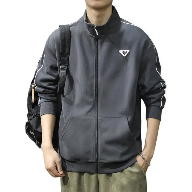 前进牛 秋季美式经典复古潮牌运动开衫男宽松休闲户外百搭潮流卫衣 男款