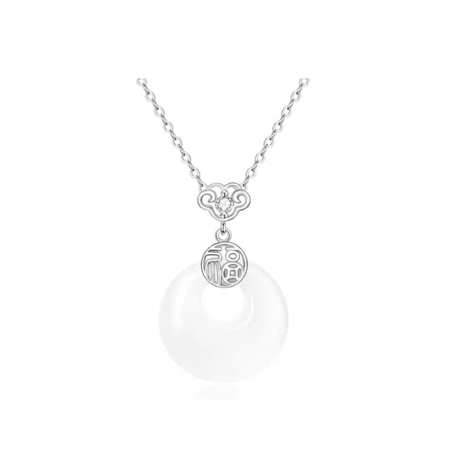 添爵 如意福扣祥云平安扣小众森系清冷高级设计极简百搭高贵显气质#好运天然 玉髓 项链 男女同款情侣款