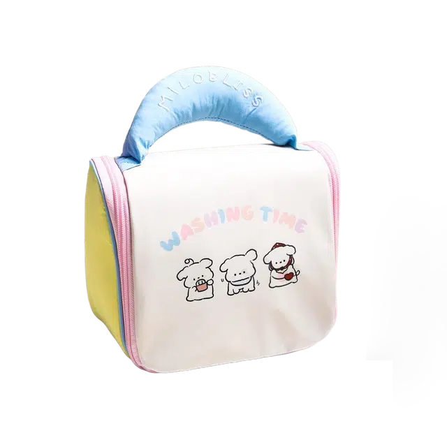 艾情草之恋可爱撞色手提化妆包大容量可悬挂分区收纳包少女随身便携洗漱包