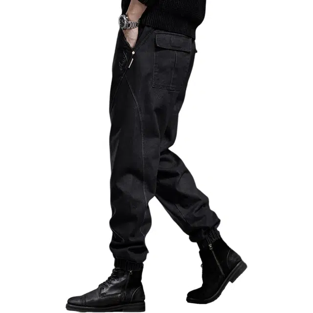 贵色 秋季 美式潮流时尚百搭城市机能风重磅高端男士潮牌个性帅气拼接口袋设计日常穿搭宽松休闲哈伦长裤工装裤 束脚 男女同款