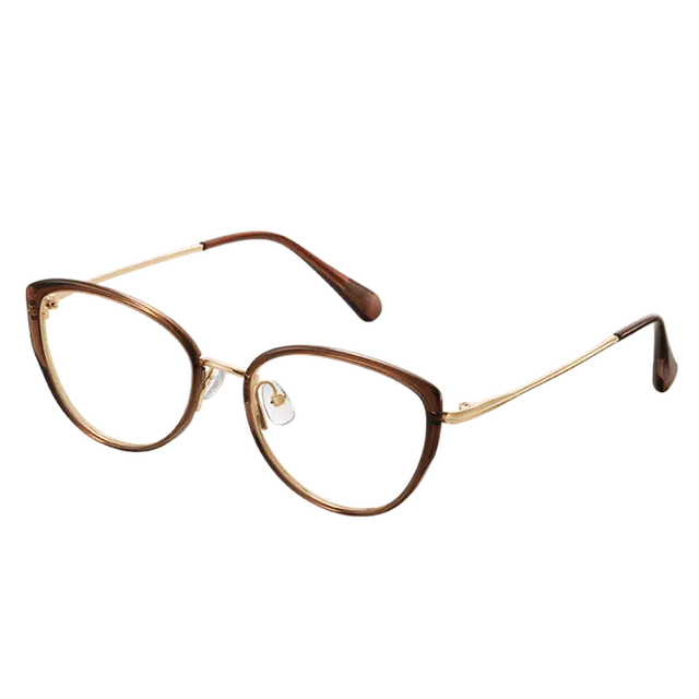 莫拉克 超轻防雾韩系 合金近视度数可配 猫眼 光学眼镜 女款 珀透茶框素颜方圆脸