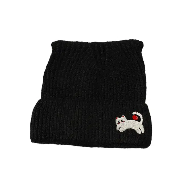 祎步康 韩版帽女款毛线针织帽显脸小包头帽百搭可爱猫耳保暖冷帽 涤纶（聚酯纤维） 绒线帽 男女同款情侣款