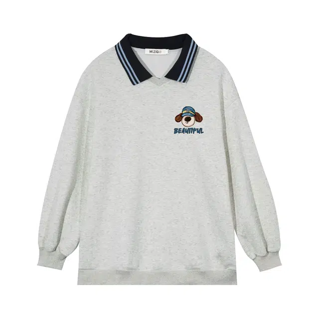 米子旗 美式设计感宽松时尚休闲百搭无帽套头卫衣 女款