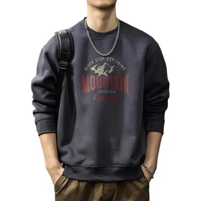 前进牛 美式经典复古潮流宽松大码休闲户外百搭卫衣 男款