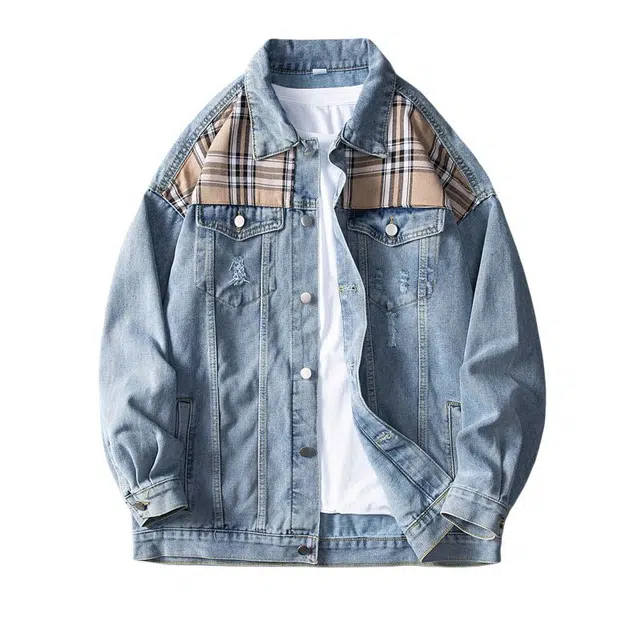 棉基因 毛边破洞磨毛重工外穿日系早秋衬衫慵懒风酷炫痞帅高街机车风潮流时尚冬季设计感炸街宽松户外登山休闲运动上衣牛仔夹克 男女同款