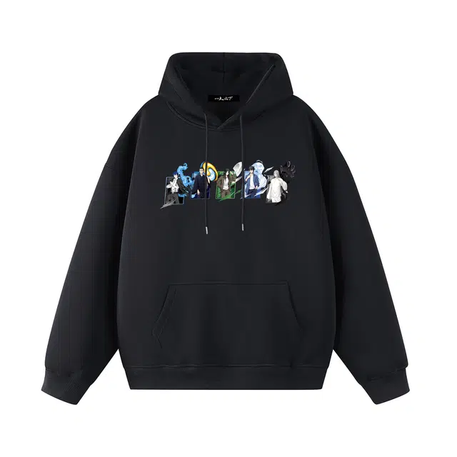 一人之下 美式休闲漫画风诸葛青王也冯宝宝张楚岚张灵玉人物印花设计日常通勤潮流时尚宽松舒适春秋款落肩长袖连帽卫衣 男女同款