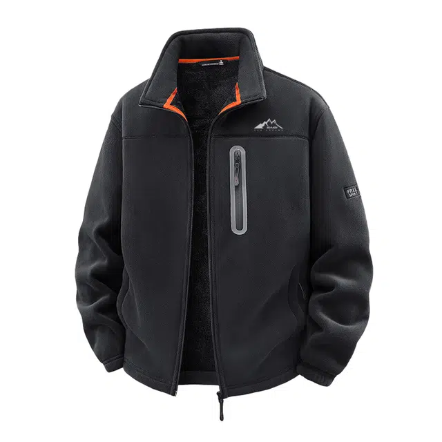 赛琪 美式高街纯色基础款情侣抓绒衣摇粒绒上衣宽松舒适防寒保暖户外休闲百搭出行立领开衫绒感外套 男女同款