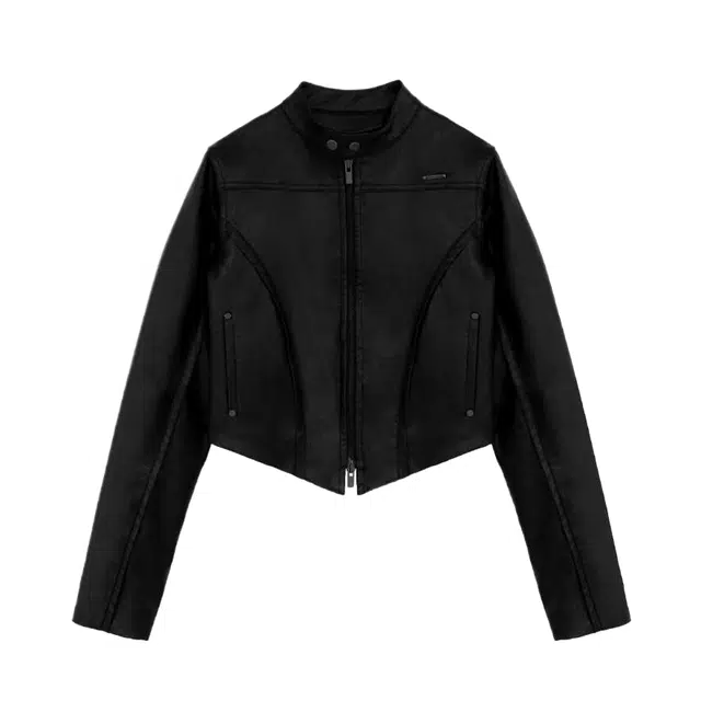 TREEMINGBIRD FW25 Biker Jacket V Shape Leather