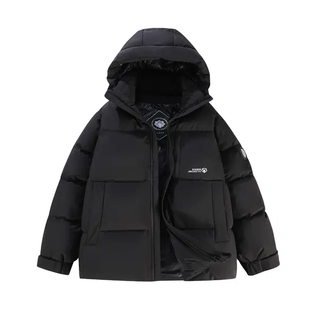 鸭鸭 冬季连帽外套经典袖标印花时尚设计潮流休闲百搭防风防寒户外运动通勤蓬松舒适保暖棉衣羽绒服 男女同款