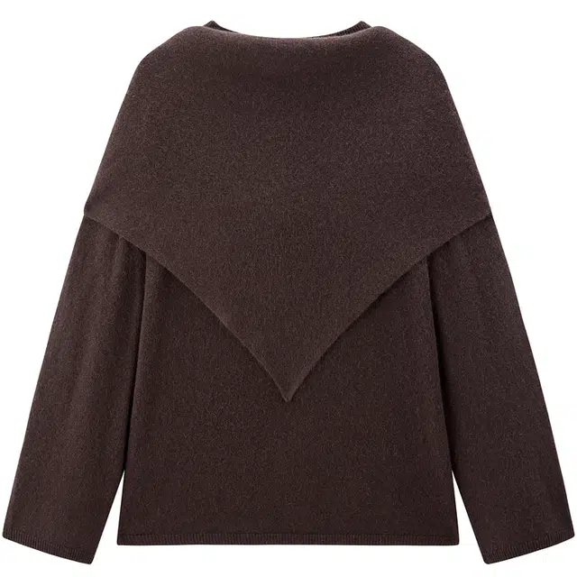 太平鸟 简约优雅宽松慵懒披肩圆领套头衫柔软针针织衫 女款