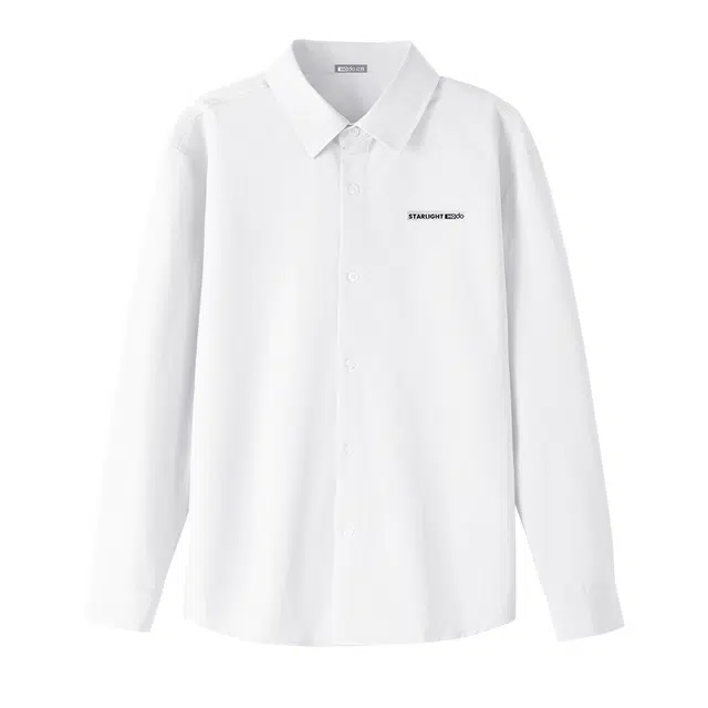 红豆 无性别主义免烫抗皱易打理简约英文印花上衣男士百搭宽松休闲垂感顺滑日常通勤翻领落肩袖单排扣长袖衬衫 男女同款