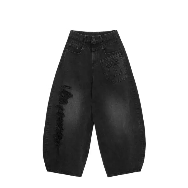 TREEMINGBIRD FWAW25 Balloon Fit Damage Denim Pants
