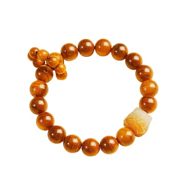 宣华意 高品质国潮新中式优雅气质精致时尚百搭通勤木质文玩 醒狮配饰 招财进宝 平安纳福#好运 崖柏 手串 男女同款情侣款