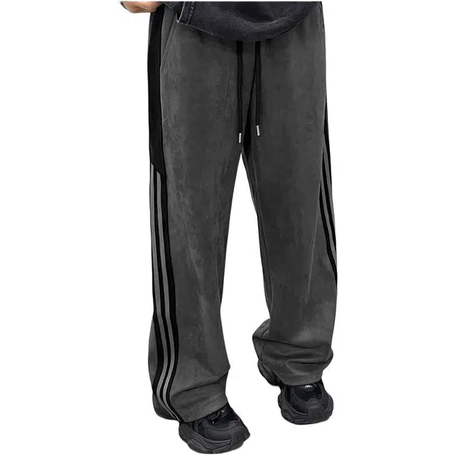 如续 潮流直筒小众设计感宽松运动服裤子麂皮绒百搭舒适垂感哈伦休闲裤 男女同款