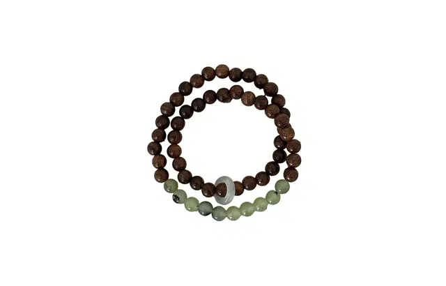 克拉日记 新中式国潮跑环可叠戴设计复古手饰  招财平安 好运 檀木 手串 女款