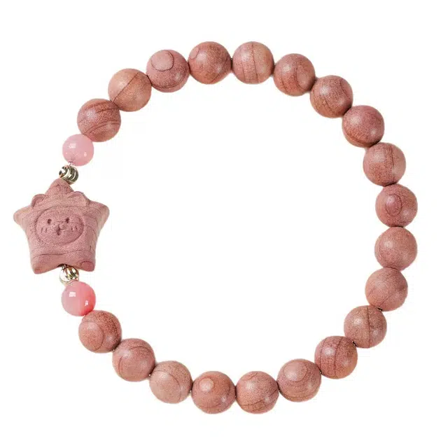 富珠汇 老料香柏可爱雕刻笑脸星星新中式小众甜美日常学生招财转运 上岸锦鲤好运 柏木 手串 男女同款情侣款