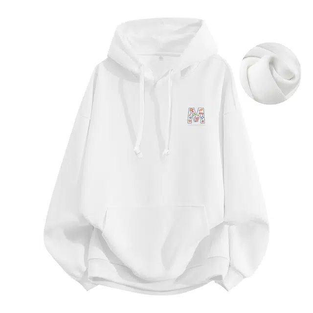 棉致 玩具字母简约基础无性别主义美式街头重磅加绒弹力柔软舒适抗皱挺括休闲透气套头连帽卫衣 男女同款