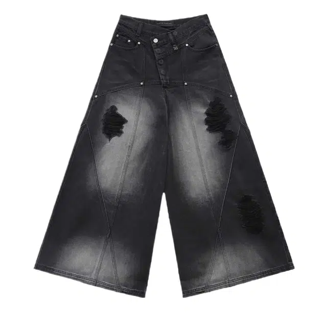 TREEMINGBIRD FWAW25 Damaged Over Wide Denim Pants