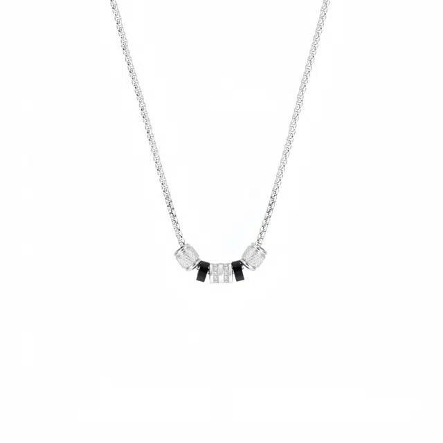 阿葱饰品 小蛮腰转运珠 精致轻奢个性潮流痞帅炫酷百搭颈饰颈链 奢华简约高级感拼接配饰#好运 钛钢 项链 男女同款情侣款