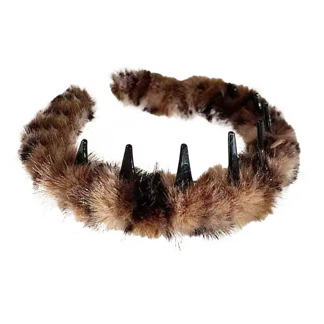 千桐 高颅顶 正反两戴 必备气质绒毛发饰  齿梳飘带外戴发卡头饰 洗脸出门 毛绒 发箍 女款