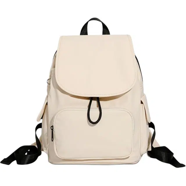 维尼奥 日系学院风轻便背包翻盖抽绳设计简约时尚大容量通勤 尼龙 双肩包 常规 男女同款情侣款 多色