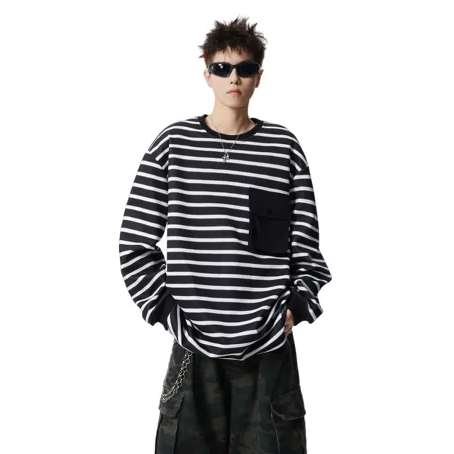 加荣 美式高街潮牌工装复古撞色宽松拼接卫衣 男女同款