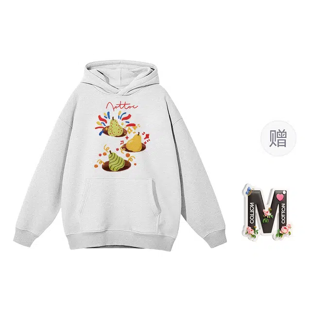 棉购 宽松韩版卡通学生口袋带帽套头休闲加绒外套卫衣 女款