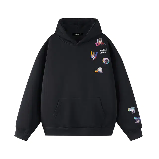 一人之下 华棉重磅美式高街联名动漫人物图案潮牌宽松简约休闲百搭学院风长袖套头连帽卫衣 男女同款