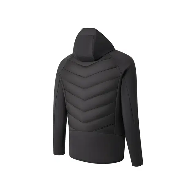 匹克 薄棉衣蓄亲肤舒适热保暖加绒抗静电防风可调节连帽外套棉服 男女同款 黑色