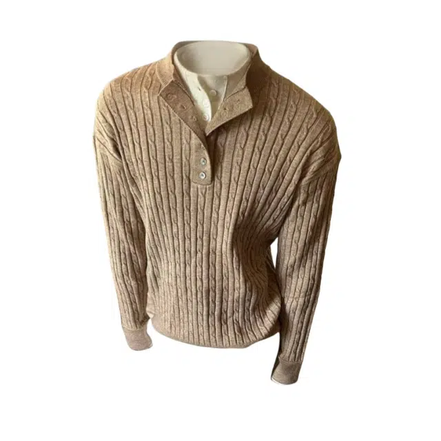 半空山 复古老钱风编制麻花假两件亨利领秋冬新贵高级感打底衫基础款外套时尚百搭简约潮流舒适亲肤不扎肉长袖针织衫 男女同款