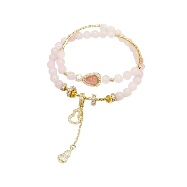 子婳 本命年招财福禄新中式国风招财转运女神招桃花小众清新浪漫甜美优雅显白气质日常百搭手饰#好运 粉水晶 手串 女款