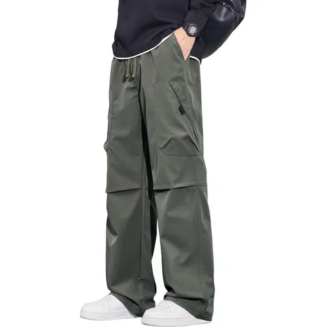 童先森 工装裤子男美式潮牌宽松直筒伞兵裤秋季运动长裤 休闲裤 男款