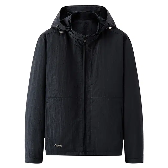 与狼共舞 轻户外速干耐磨弹力舒适防风连帽纯色百搭都市通勤夹克外套 男款
