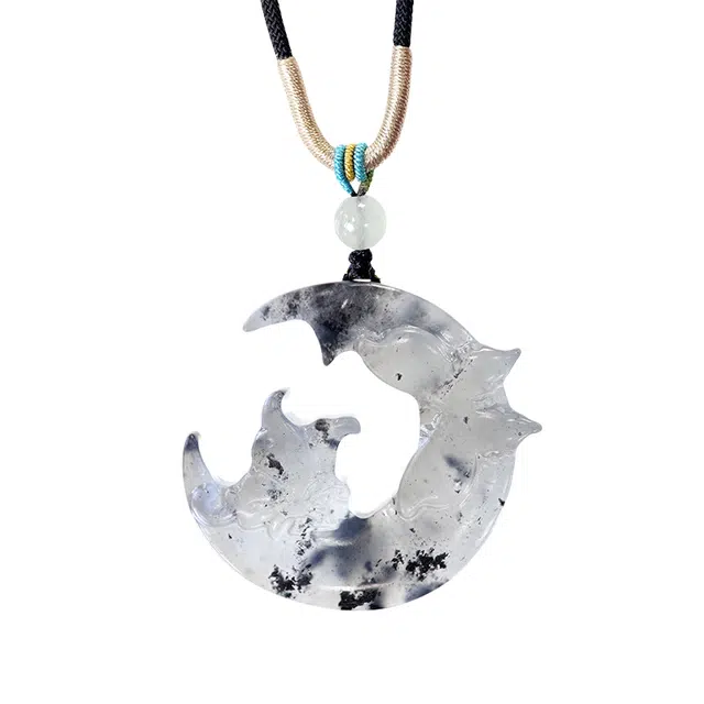 乃瑭 【高品质 月下蝶舞】上岸好运 国风纳福 国潮吉祥如意清冷感新中式 岫玉 项链 男女同款情侣款