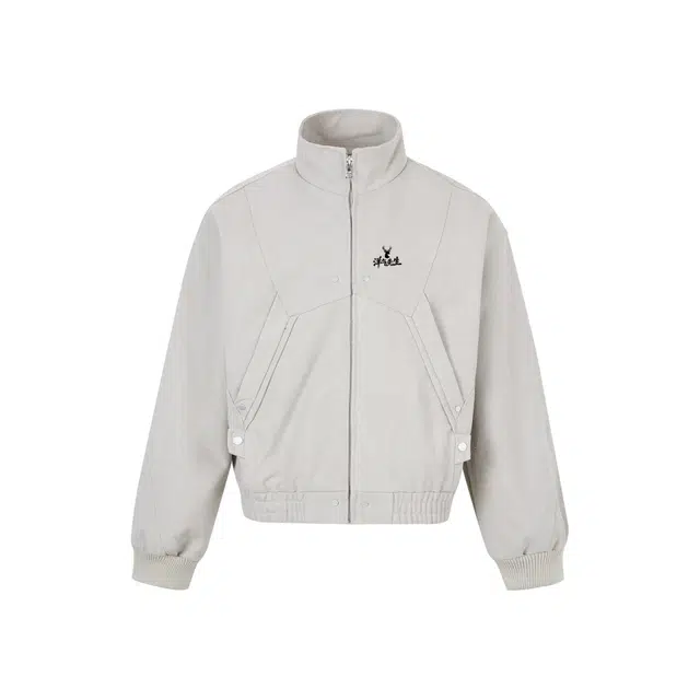 洋气先生 美式复古简约纯色时尚百搭小众高级感潮流帅气日常通勤运动休闲基础款宽松防风保暖城市机能风立领夹克外套 男女同款