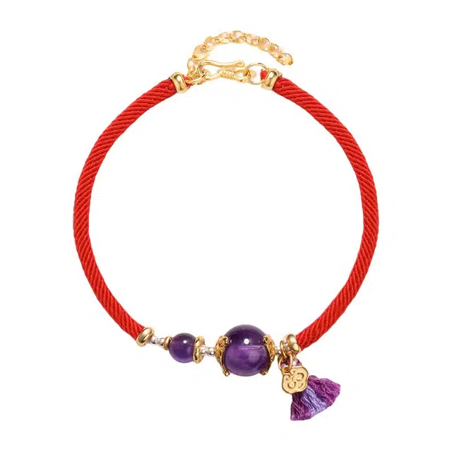 ‘紫’定能行 凤凰涅磐 逢考必过 思绪宁和 新中式原创设计平安锁个性休闲显白百搭手工编织绳#好运转运珠礼盒天然 紫水晶 手绳 女款