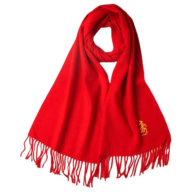 红豆 精美柔软喜庆传统文化舒适保暖 羊毛 绒线围巾 男女同款情侣款