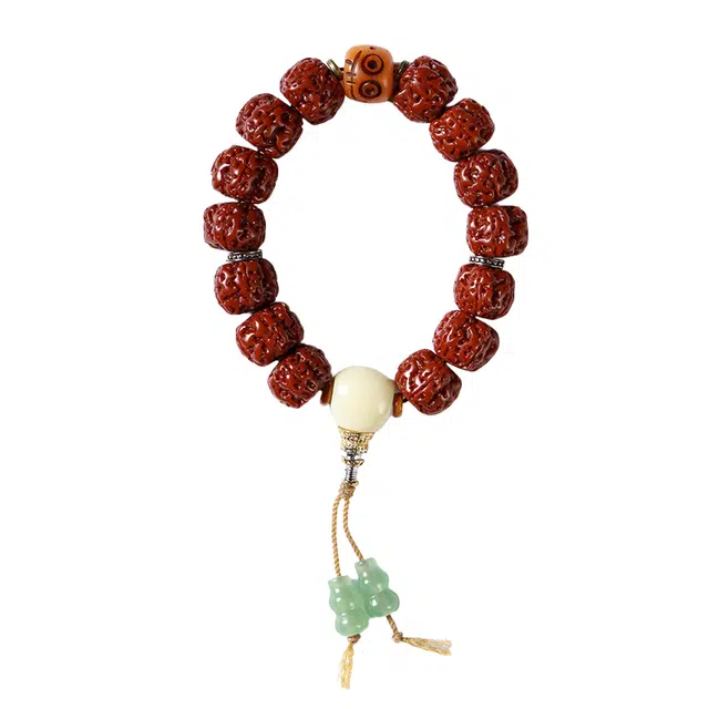 子婳 诸事顺利平安喜乐新中式古风玉化满肉原籽盘玩文玩佛珠高级感手饰#好运 金刚菩提 手串 男款
