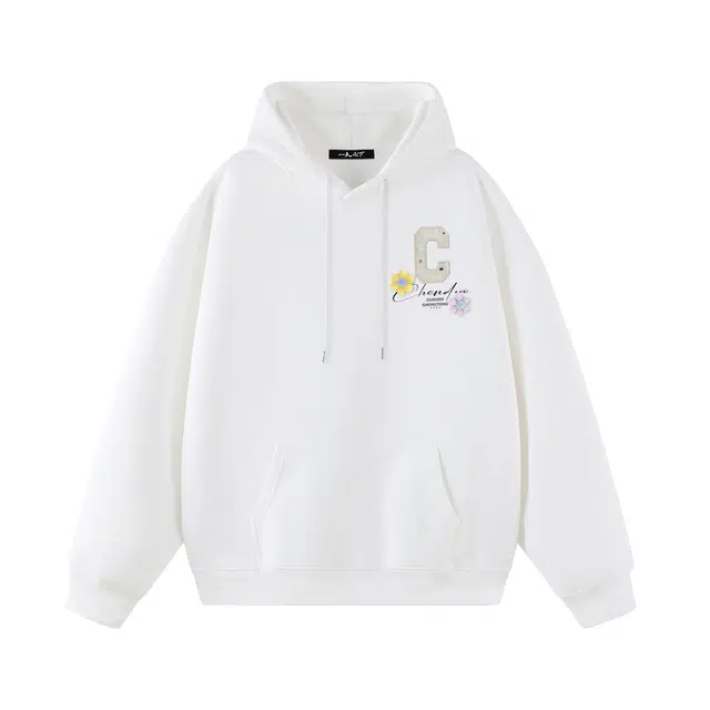 一人之下 美式高街简约刺绣标字母印花休闲宽松落肩舒适基础百搭设计感个性精选运动日常通勤潮流复古时尚气质长袖连帽卫衣 男女同款