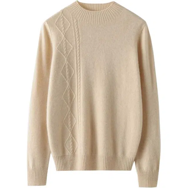 恒源祥 半高领无缝扭花山羊绒女修身显瘦打底衫针织衫 女款