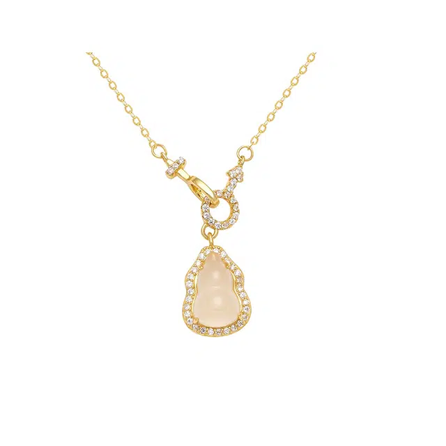 银彦 福禄双全 福气满满 环环相扣罗马数字 新中式国风福禄吉祥 平安喜乐 温润闪耀清冷感#好运 玉髓 项链 女款