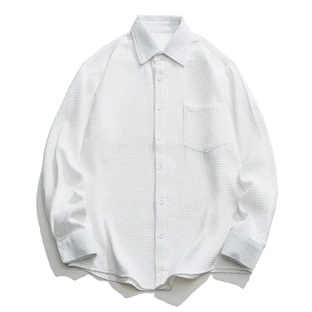 赛瀚 潮牌轻熟风衬衣长袖男款简约韩系高级感秋季百搭舒适亲肤男装宽松翻领上衣外套显瘦青少年通勤时尚高街外穿外搭衬衫 男女同款