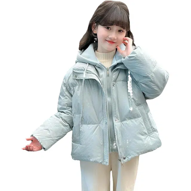 帕兰朵 棉衣 冬 女童韩版洋气假两件设计感棉服舒适轻盈简约百搭 青少年