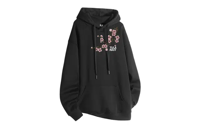 图兰朵 美式复古简约高街百搭鲜花卉宽松休闲舒适连帽衫学院运动风时尚重磅潮流卫衣 男女同款