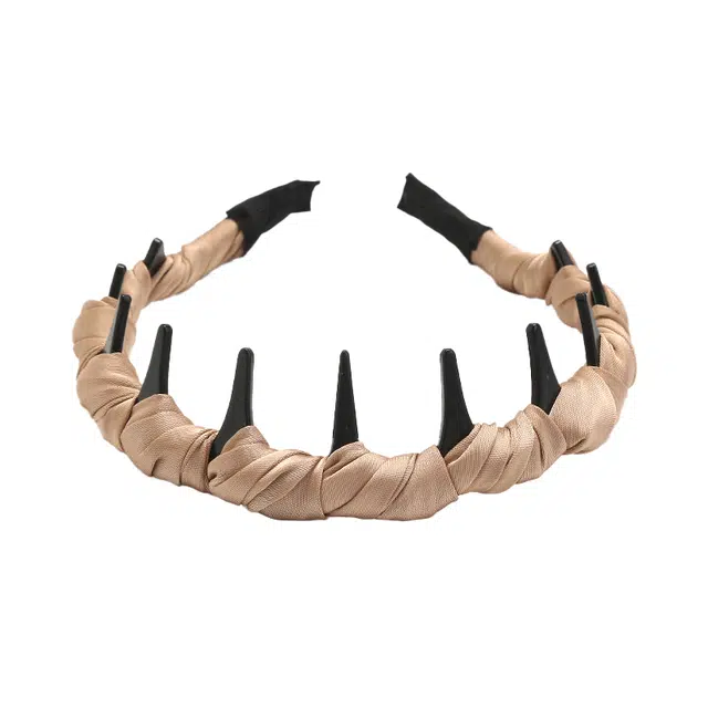 如花梦 简约缎面高颅顶轻奢波浪带齿日常外带头箍 布艺 发箍 女款