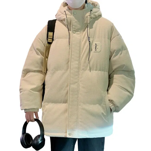 顶峰保罗 重磅羊羔绒休闲工装连帽潮牌棉衣无性别主义宽松百搭加绒加厚外套大码保暖厚实时尚长袖棉服 男女同款