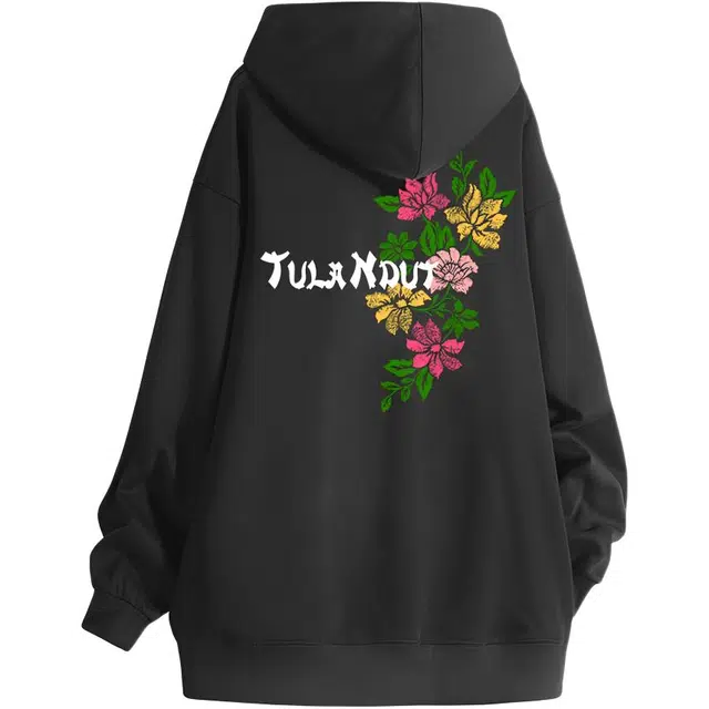图兰朵 美式复古高街百搭花卉宽松休闲舒适连帽衫学院运动风简约重磅潮流卫衣 男女同款