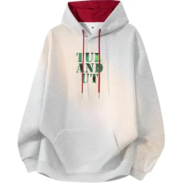 图兰朵 美式潮牌撞色拼接字母印花外套潮流时尚百搭学院风慵懒情侣连帽卫衣 男女同款