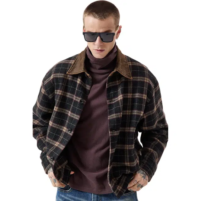 逆腾 宽松复古短款翻领夹克外套 男女同款