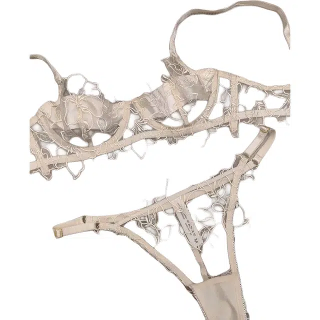 皇室品轩 法式性感薄杯三角杯文胸本命年刺绣蕾丝内衣裤套装 女款